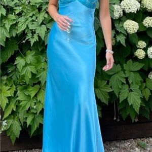 Long Evening Prom Dress, Custom Blue Prom Dress